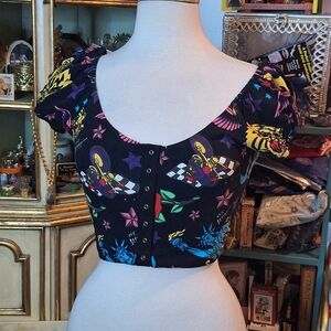 Betsey Johnson Black Floral Top